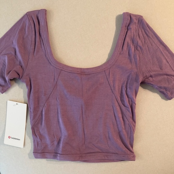 Ribbed Held Tight Short Sleeve Shirt in Wisteria Purple - Picture 5 of 5
